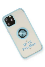 Newface iPhone 12 Pro Max Kılıf Montreal Yüzüklü Silikon Kapak - Buz Mavi - Görsel 3