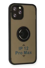 Newface iPhone 12 Pro Max Kılıf Montreal Yüzüklü Silikon Kapak - Siyah - Görsel 2