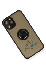 Newface iPhone 12 Pro Max Kılıf Montreal Yüzüklü Silikon Kapak - Siyah - Görsel 3