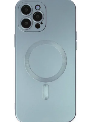 Newface iPhone 12 Pro Max Kılıf Moshi Lens Magneticsafe Silikon - Sierra Blue