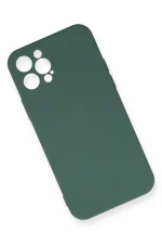 Newface iPhone 12 Pro Max Kılıf Nano içi Kadife Silikon - Koyu Yeşil - Görsel 2