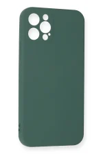 Newface iPhone 12 Pro Max Kılıf Nano içi Kadife Silikon - Koyu Yeşil - Görsel 3