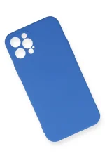 Newface iPhone 12 Pro Max Kılıf Nano içi Kadife Silikon - Mavi - Görsel 2