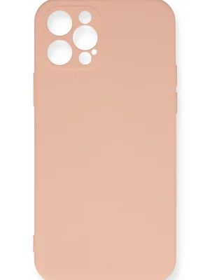 Newface iPhone 12 Pro Max Kılıf Nano içi Kadife Silikon - Pudra