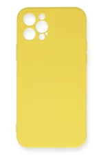 Newface iPhone 12 Pro Max Kılıf Nano içi Kadife Silikon - Sarı