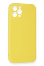 Newface iPhone 12 Pro Max Kılıf Nano içi Kadife Silikon - Sarı - Görsel 3