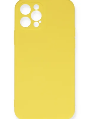 Newface iPhone 12 Pro Max Kılıf Nano içi Kadife Silikon - Sarı