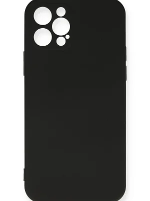 Newface iPhone 12 Pro Max Kılıf Nano içi Kadife Silikon - Siyah