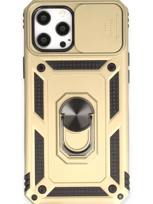 Newface iPhone 12 Pro Max Kılıf Pars Lens Yüzüklü Silikon - Gold