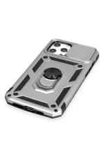 Newface iPhone 12 Pro Max Kılıf Pars Lens Yüzüklü Silikon - Gümüş - Görsel 4