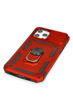 Newface iPhone 12 Pro Max Kılıf Pars Lens Yüzüklü Silikon - Kırmızı - Görsel 4