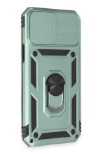 Newface iPhone 12 Pro Max Kılıf Pars Lens Yüzüklü Silikon - Yeşil - Görsel 2