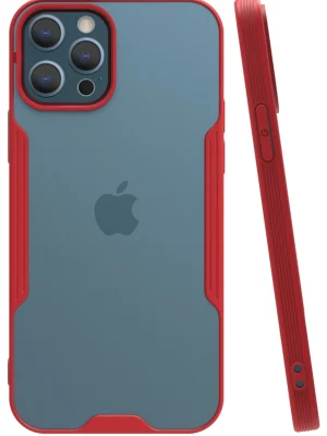 Newface iPhone 12 Pro Max Kılıf Platin Silikon - Kırmızı