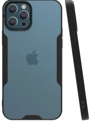 Newface iPhone 12 Pro Max Kılıf Platin Silikon - Siyah