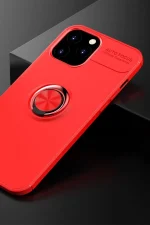 Newface iPhone 12 Pro Max Kılıf Range Yüzüklü Silikon - Kırmızı - Görsel 2