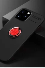 Newface iPhone 12 Pro Max Kılıf Range Yüzüklü Silikon - Siyah-Kırmızı - Görsel 2