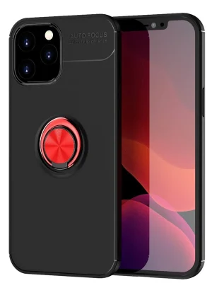 Newface iPhone 12 Pro Max Kılıf Range Yüzüklü Silikon - Siyah-Kırmızı