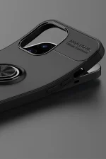 Newface iPhone 12 Pro Max Kılıf Range Yüzüklü Silikon - Siyah-Kırmızı - Görsel 5