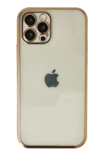 Newface iPhone 12 Pro Max Kılıf Razer Lensli Silikon - Gold