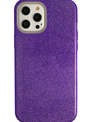 Newface iPhone 12 Pro Max Kılıf Simli Katmanlı Silikon - Mor