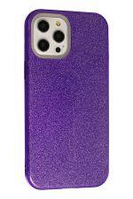 Newface iPhone 12 Pro Max Kılıf Simli Katmanlı Silikon - Mor - Görsel 3