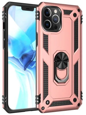 Newface iPhone 12 Pro Max Kılıf Sofya Yüzüklü Silikon Kapak - Rose