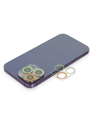 Newface iPhone 12 Pro Renkli Kamera Lens Koruma Cam - Sarı-Turuncu