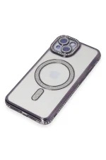 Newface iPhone 13 Kılıf Joke Simli Magneticsafe Kılıf - Derin Mor - Görsel 2