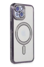 Newface iPhone 13 Kılıf Joke Simli Magneticsafe Kılıf - Derin Mor