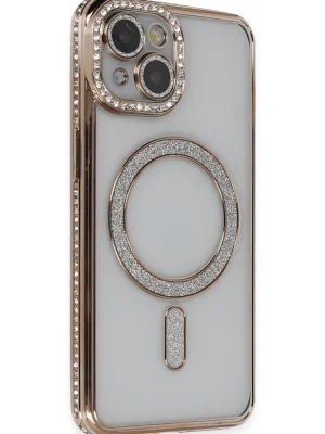 Newface iPhone 13 Kılıf Joke Simli Magneticsafe Kılıf - Gold