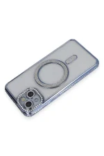 Newface iPhone 13 Kılıf Joke Simli Magneticsafe Kılıf - Mavi - Görsel 2