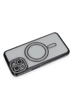 Newface iPhone 13 Kılıf Joke Simli Magneticsafe Kılıf - Siyah - Görsel 2