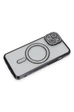 Newface iPhone 13 Kılıf Joke Simli Magneticsafe Kılıf - Siyah - Görsel 3