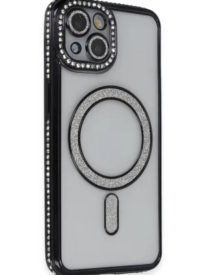 Newface iPhone 13 Kılıf Joke Simli Magneticsafe Kılıf - Siyah