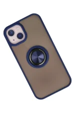 Newface iPhone 13 Kılıf Montreal Yüzüklü Silikon Kapak - Lacivert - Görsel 2