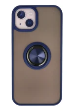 Newface iPhone 13 Kılıf Montreal Yüzüklü Silikon Kapak - Lacivert