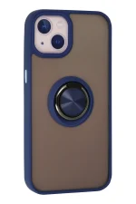 Newface iPhone 13 Kılıf Montreal Yüzüklü Silikon Kapak - Lacivert - Görsel 3