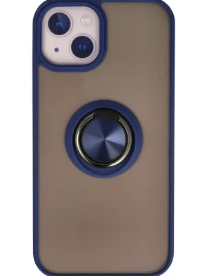 Newface iPhone 13 Kılıf Montreal Yüzüklü Silikon Kapak - Lacivert