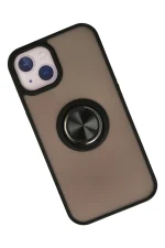 Newface iPhone 13 Kılıf Montreal Yüzüklü Silikon Kapak - Siyah - Görsel 2
