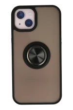 Newface iPhone 13 Kılıf Montreal Yüzüklü Silikon Kapak - Siyah