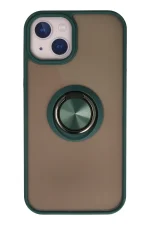 Newface iPhone 13 Kılıf Montreal Yüzüklü Silikon Kapak - Yeşil