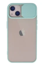 Newface iPhone 13 Kılıf Palm Buzlu Kamera Sürgülü Silikon - Turkuaz