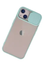 Newface iPhone 13 Kılıf Palm Buzlu Kamera Sürgülü Silikon - Turkuaz - Görsel 3