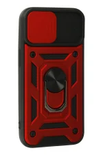 Newface iPhone 13 Kılıf Pars Lens Yüzüklü Silikon - Kırmızı - Görsel 2