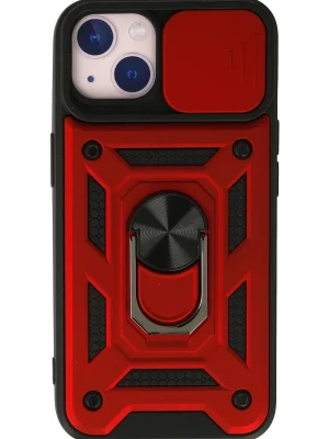 Newface iPhone 13 Kılıf Pars Lens Yüzüklü Silikon - Kırmızı