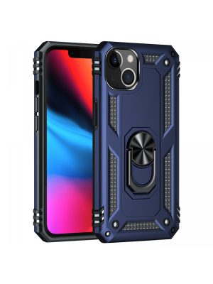 Newface iPhone 14 Plus Kılıf Sofya Yüzüklü Silikon Kapak - Lacivert