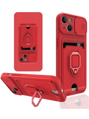 Newface iPhone 13 Kılıf Zuma Kartvizitli Yüzüklü Silikon - Kırmızı