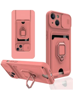 Newface iPhone 13 Kılıf Zuma Kartvizitli Yüzüklü Silikon - Pembe