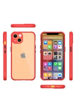 Newface iPhone 13 Mini Kılıf Miami Şeffaf Silikon - Kırmızı - Görsel 2