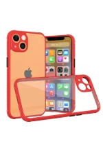 Newface iPhone 13 Mini Kılıf Miami Şeffaf Silikon - Kırmızı